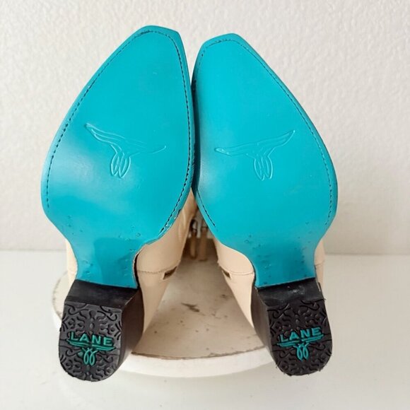 Lane SMOKESHOW Womens Cowboy Boots 8 Pale Ivory Leather Western Cowgirl Tall - Picture 10 of 13